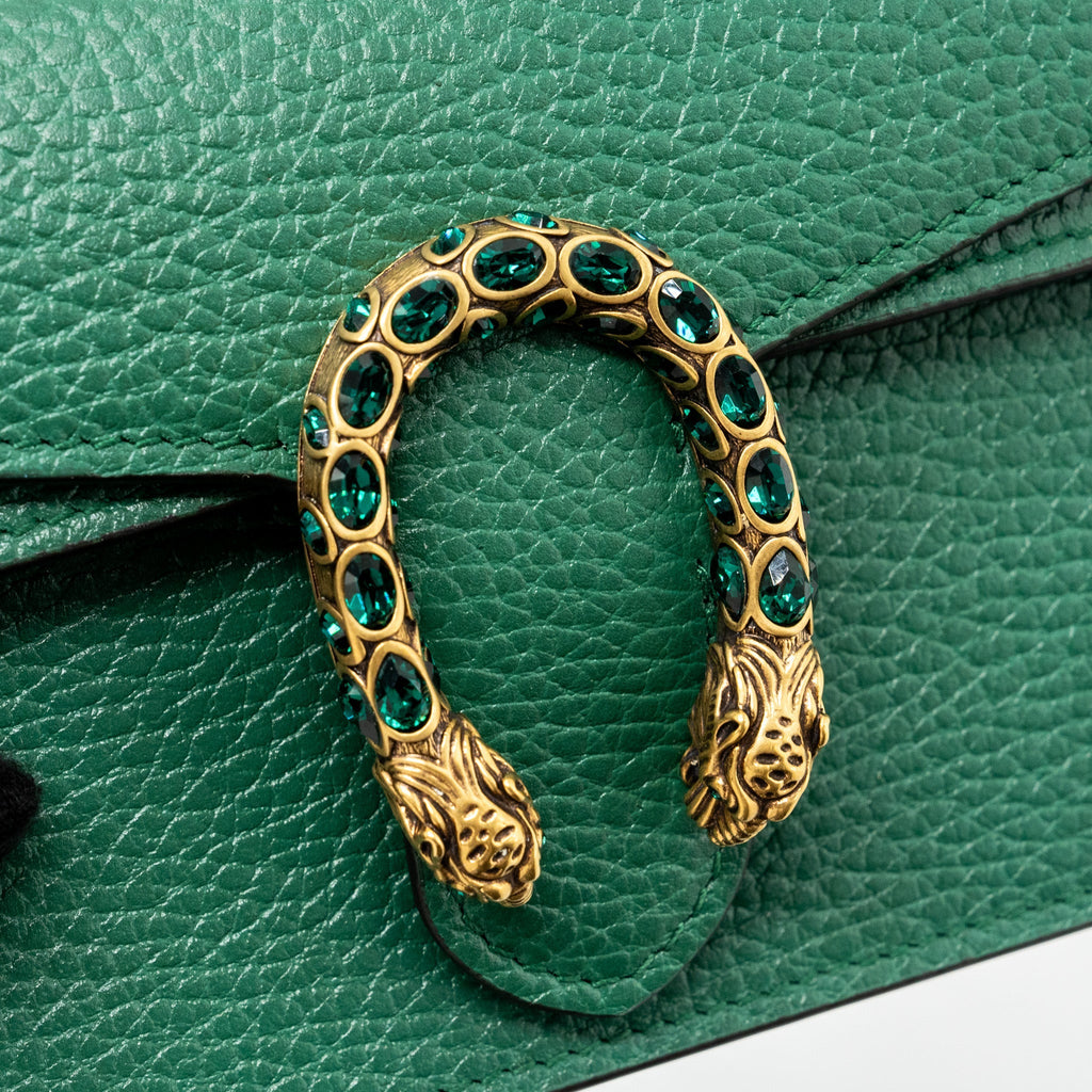 GUCCI DIONYSUS SUPER MINI LEATHER GREEN GHW