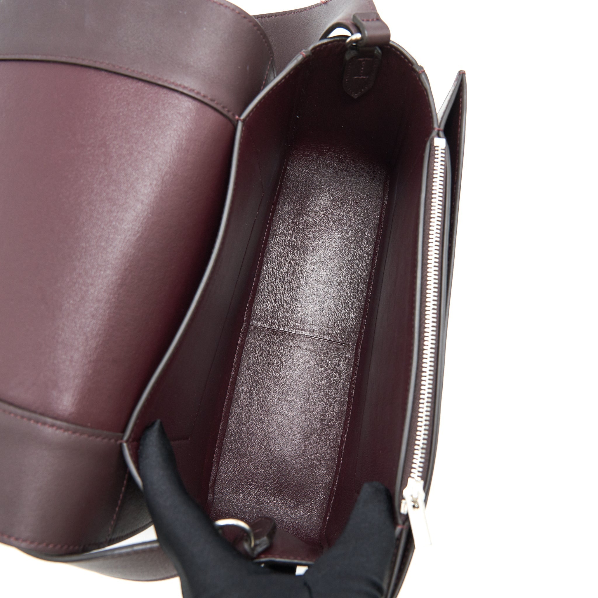 CELINE FRAME SHOULDER BAG GREY/ BURGUNDY