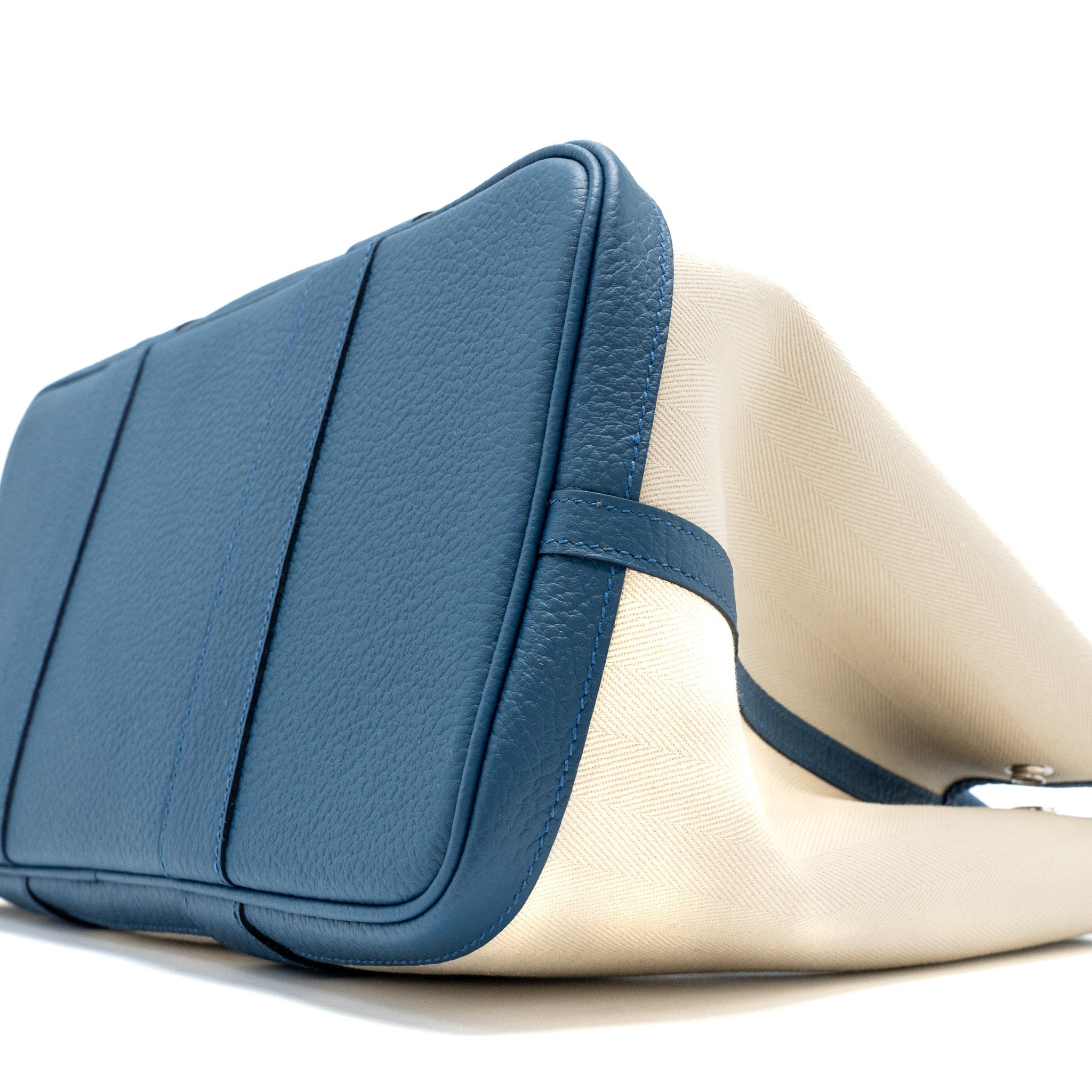 HERMES GARDEN PARTY 36 VACHE COUNTRY LEATHER/CNAVAS CRAIE /BLEU OUTREMER SHW