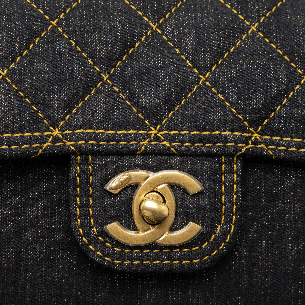 CHANEL 23S FLAP BAG DENIM DARK BLUE BRUSHED GHW (MICROCHIP)