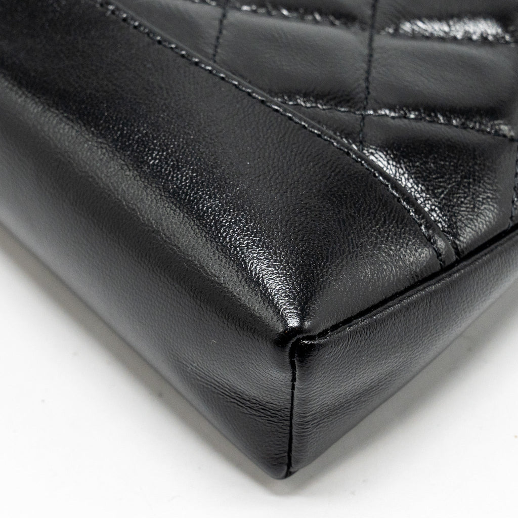 CHANEL 24S MINI 31 CLUTCH WITH CHAIN SHINY LAMBSKIN BLACK LGHW (MICROCHIP)