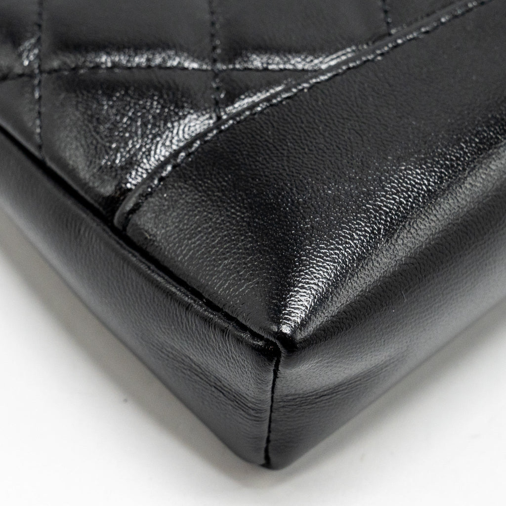 CHANEL 24S MINI 31 CLUTCH WITH CHAIN SHINY LAMBSKIN BLACK LGHW (MICROCHIP)