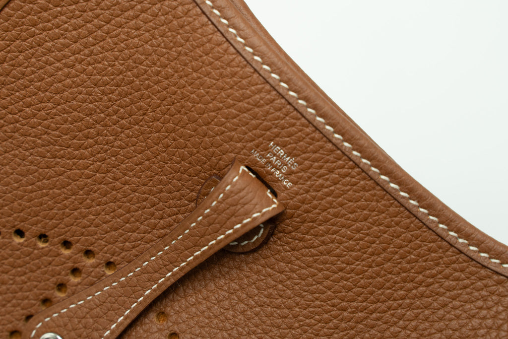 HERMES MINI EVELYNE CLEMENCE GOLD/CORNALINE-BLANC SHW