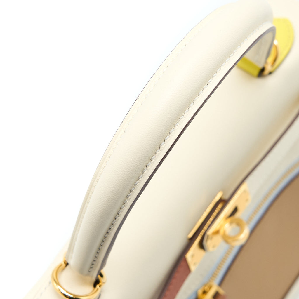 HERMES KELLY 25 COLORMATIC SWIFT NATA/CHAI/LIME/MAUVE SYLVESTRE GHW