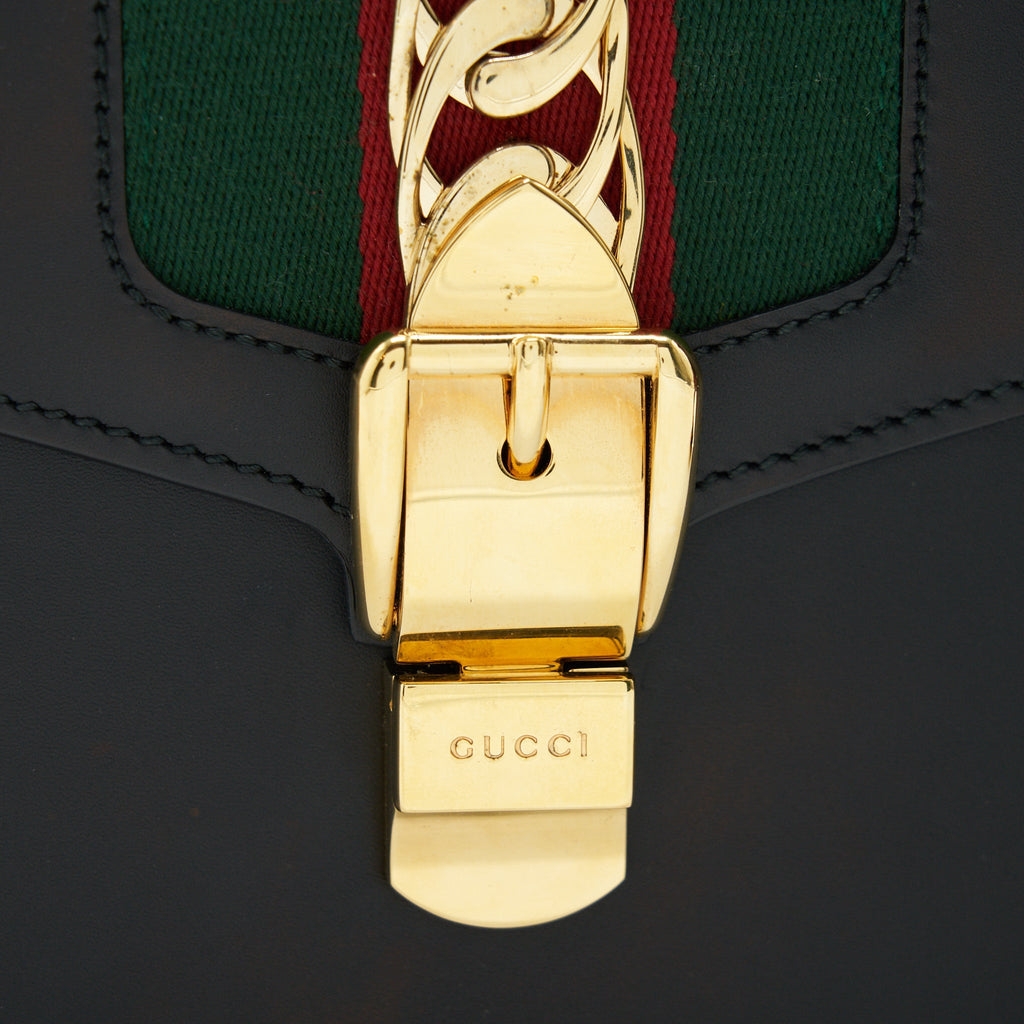 GUCCI SYLVIA SMALL LEATHER BAG BLACK