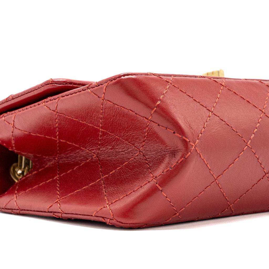 CHANEL MINI 2.55 REISSUE FLAP BAG AGED CALFSKIN RED GHW
