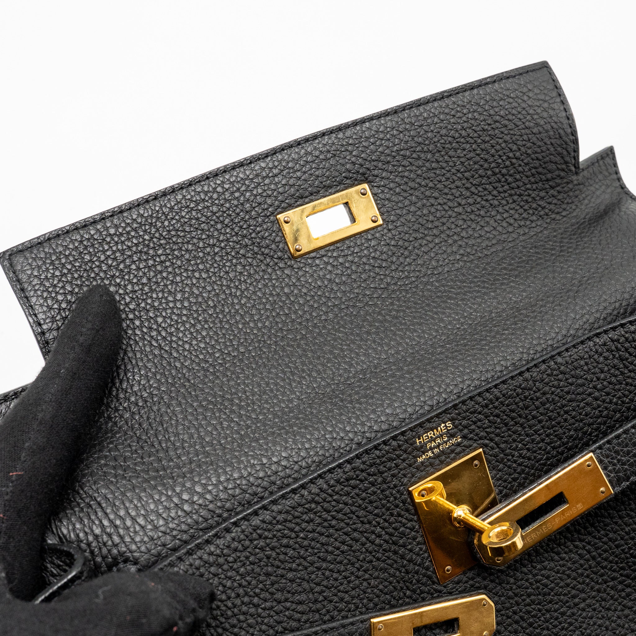 HERMES KELLY 28 TOGO BLACK GHW