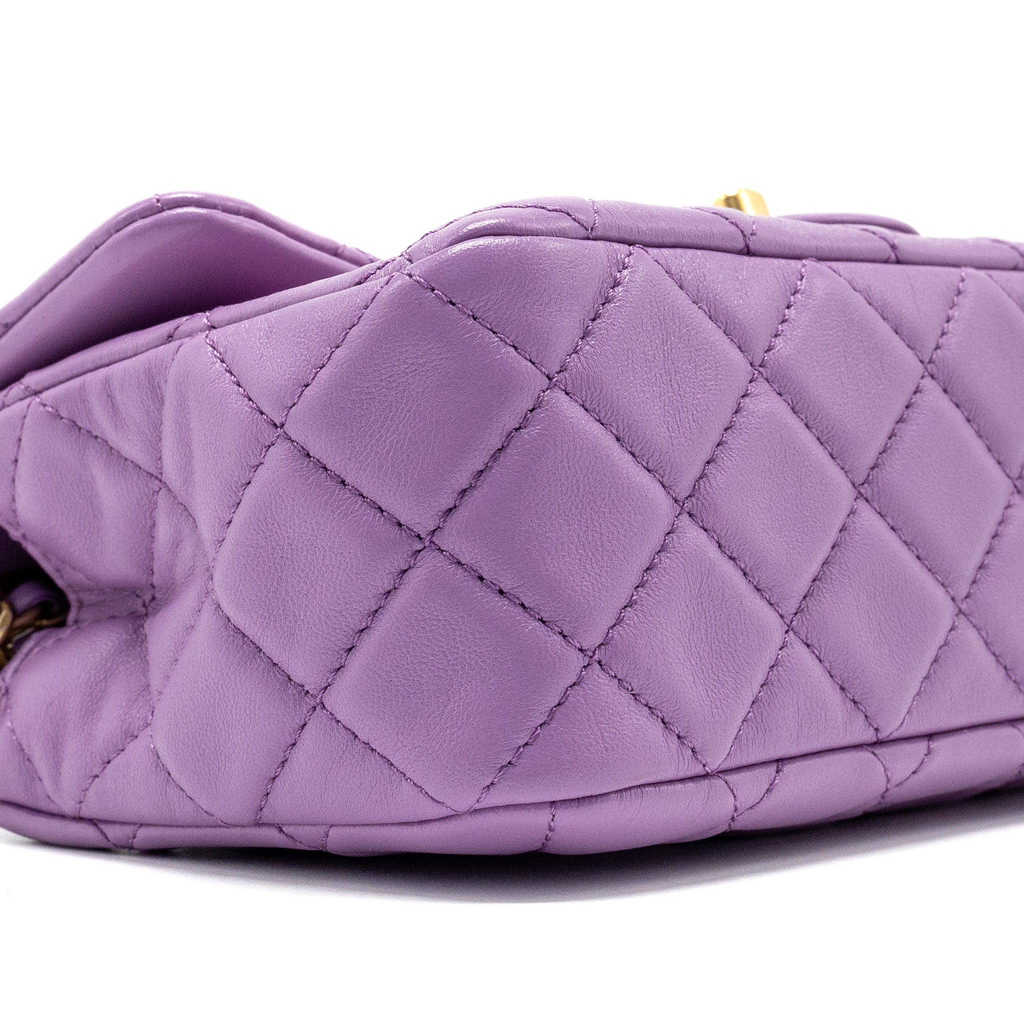 CHANEL 22S PEARL CRUSH MINI RECTANGULAR FLAP BAG LAMBSKIN PURPLE GHW (MICROCHIP)