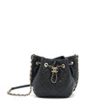 CHANEL DRAWSTRING BUCKET BAG QUILTED LAMBSKIN BLACK LGHW