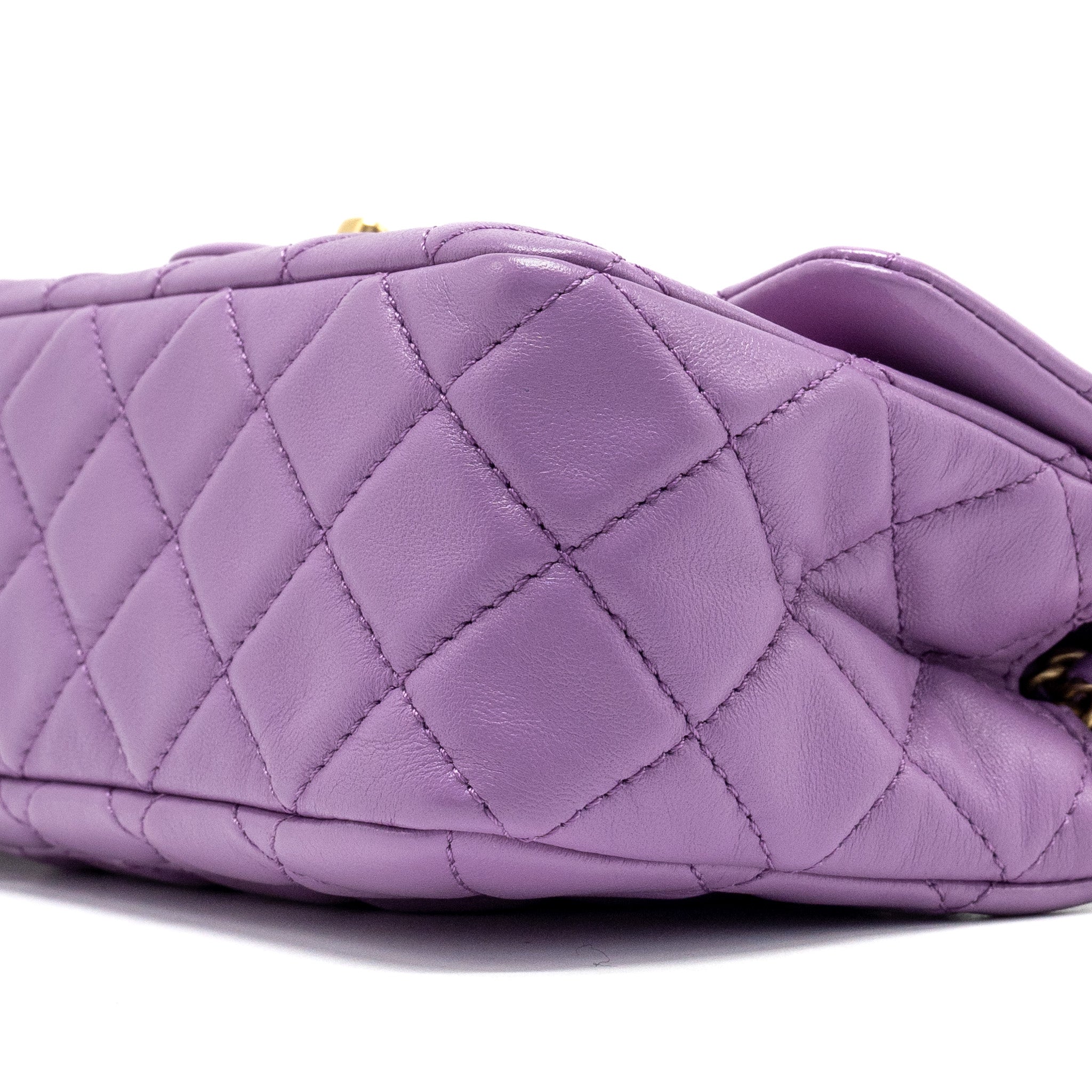 CHANEL 22S PEARL CRUSH MINI RECTANGULAR FLAP BAG LAMBSKIN PURPLE GHW (MICROCHIP)