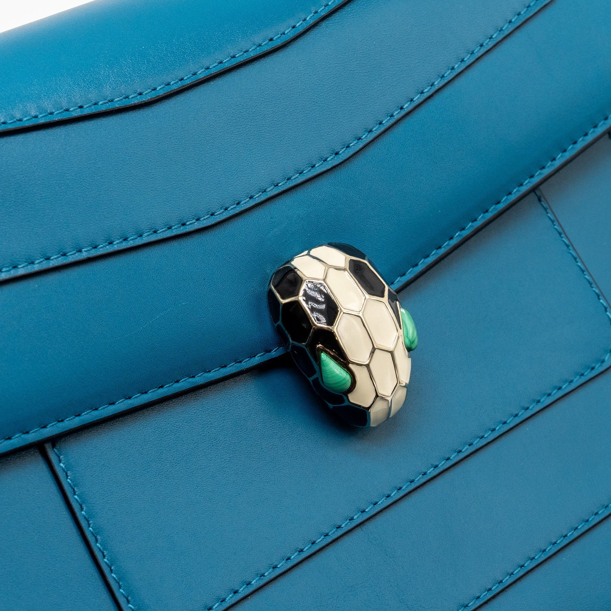 BVLGARI SERPENTI FOREVER FLAP BAG CALFSKIN BLUE GHW