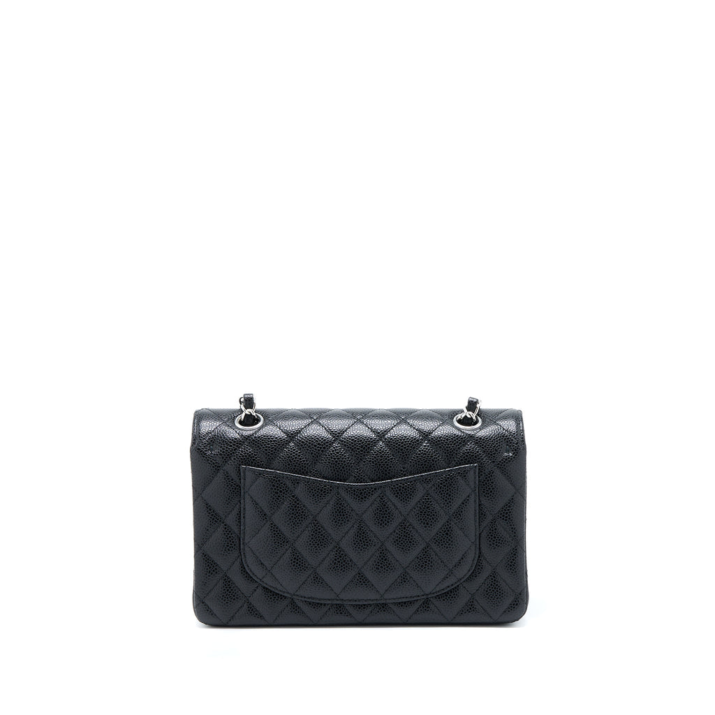 CHANEL SMALL CLASSIC DOUBLE FLAP BAG CAVIAR BLACK SHW(MICROCHIP)