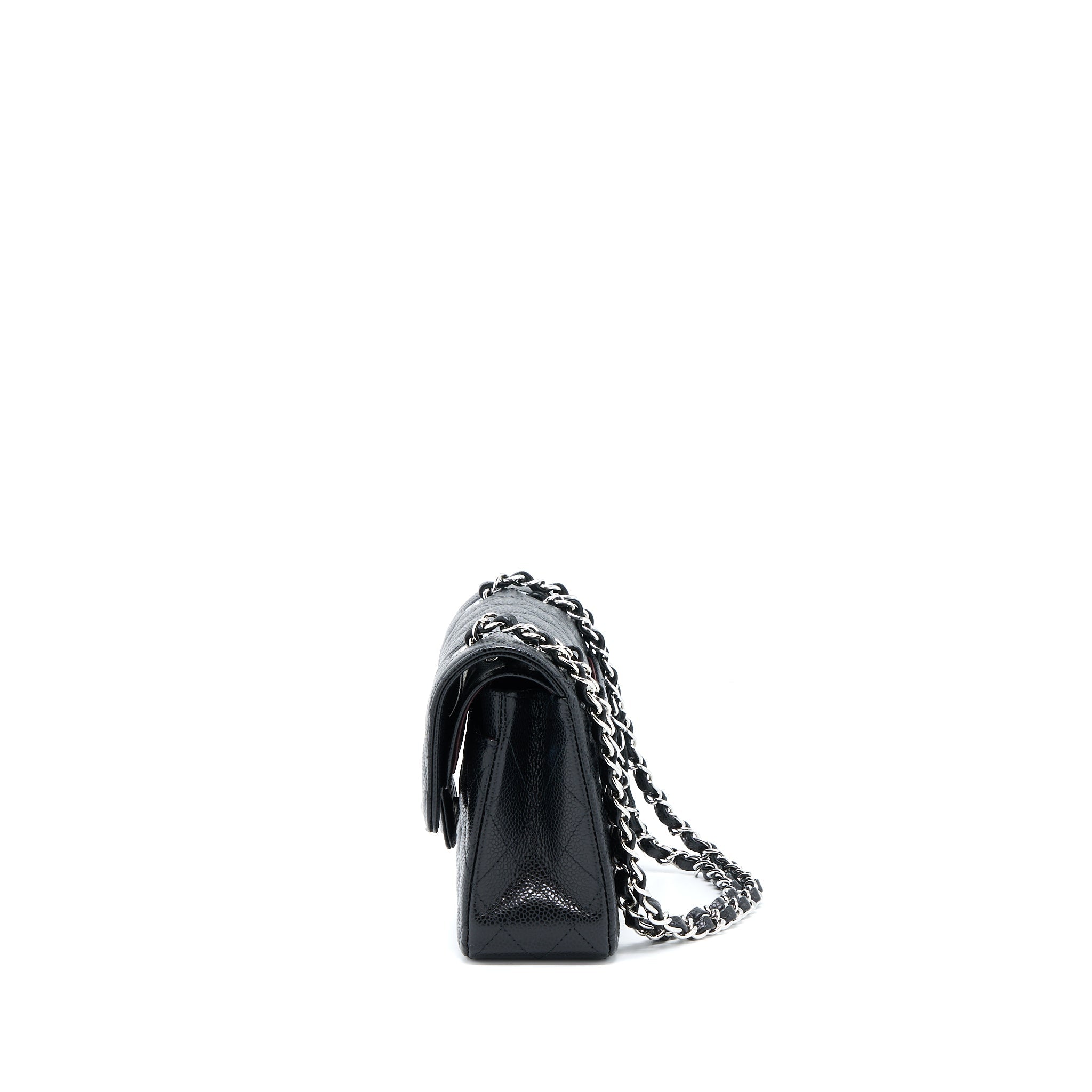 CHANEL SMALL CLASSIC DOUBLE FLAP BAG CAVIAR BLACK SHW(MICROCHIP)