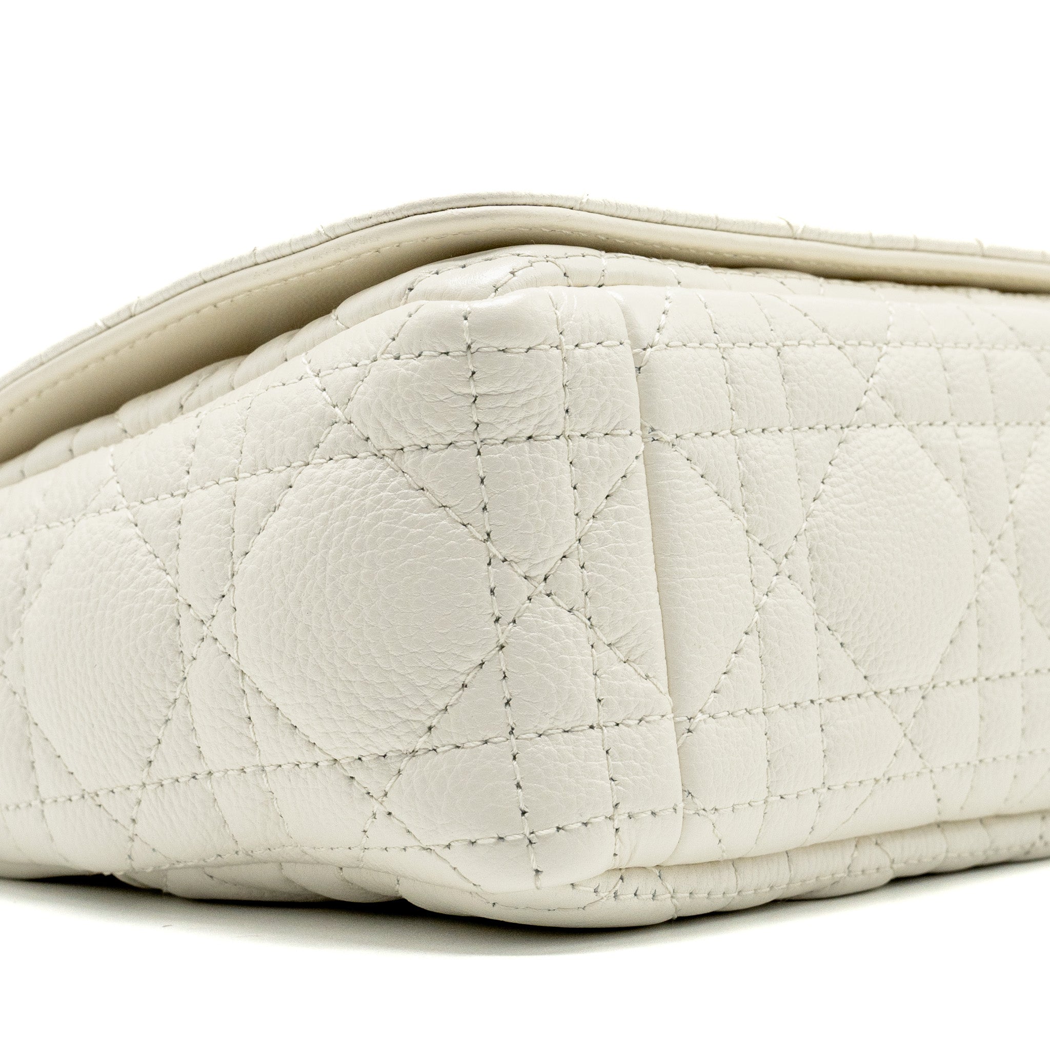 DIOR CARO S FLAP BAG CALFSKIN WHITE GHW