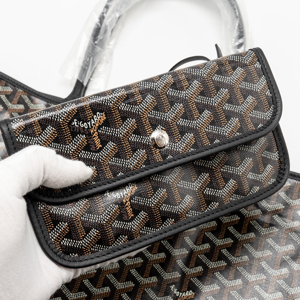 GOYARD SAINT LOUIS PM TOTE BAG GOYARDLINE CANVAS BLACK SHW
