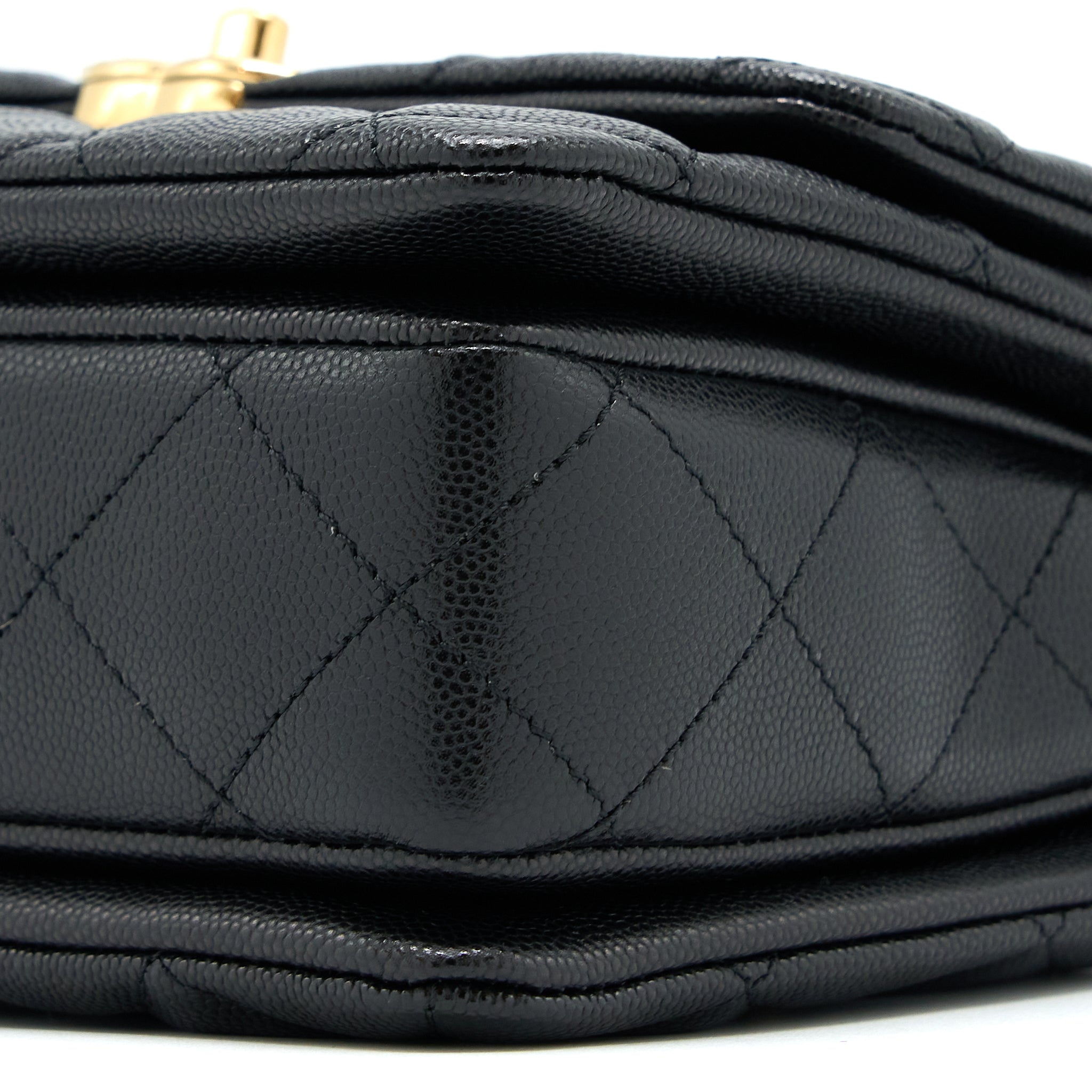 CHANEL 22K COCO FIRST FLAP BAG GRAINED CALFSKIN BLACK GHW(MICROCHIP)