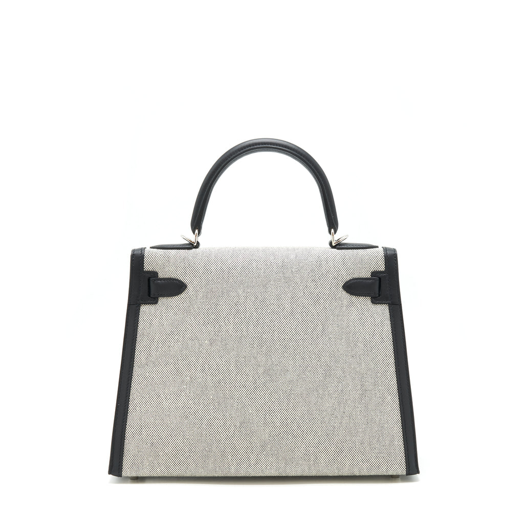 HERMES KELLY 28 TOILE H BLACK/ GREY SHW