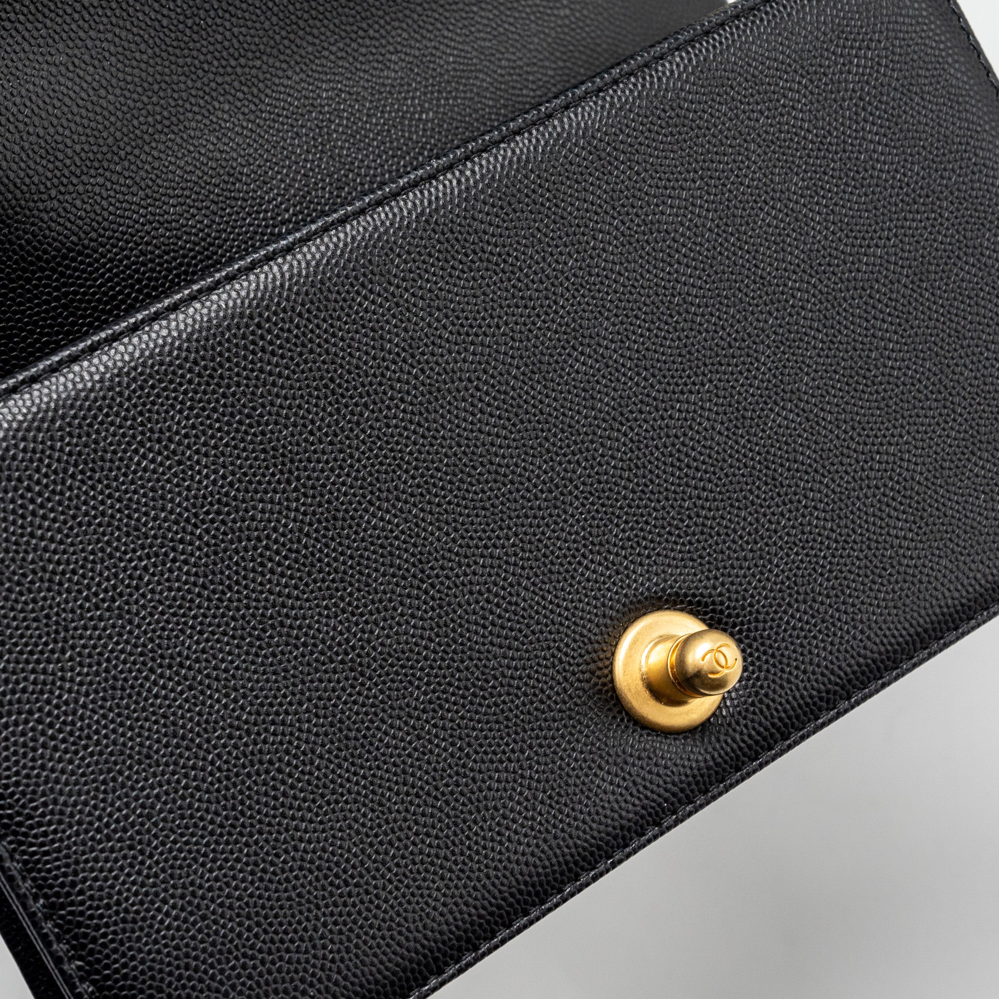 CHANEL SMALL BOY BAG CAVIAR BLACK GHW (MICROCHIP)