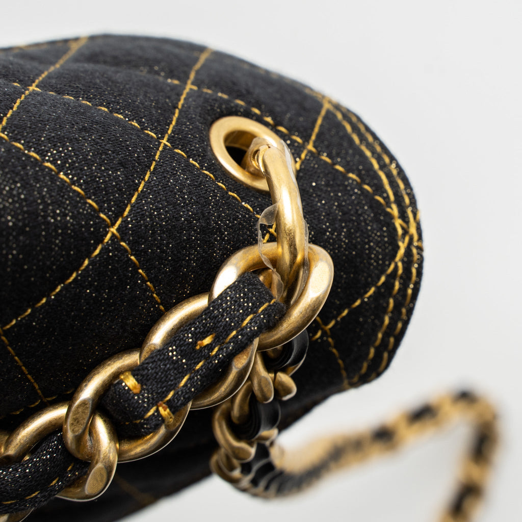 CHANEL 23S FLAP BAG DENIM DARK BLUE BRUSHED GHW (MICROCHIP)