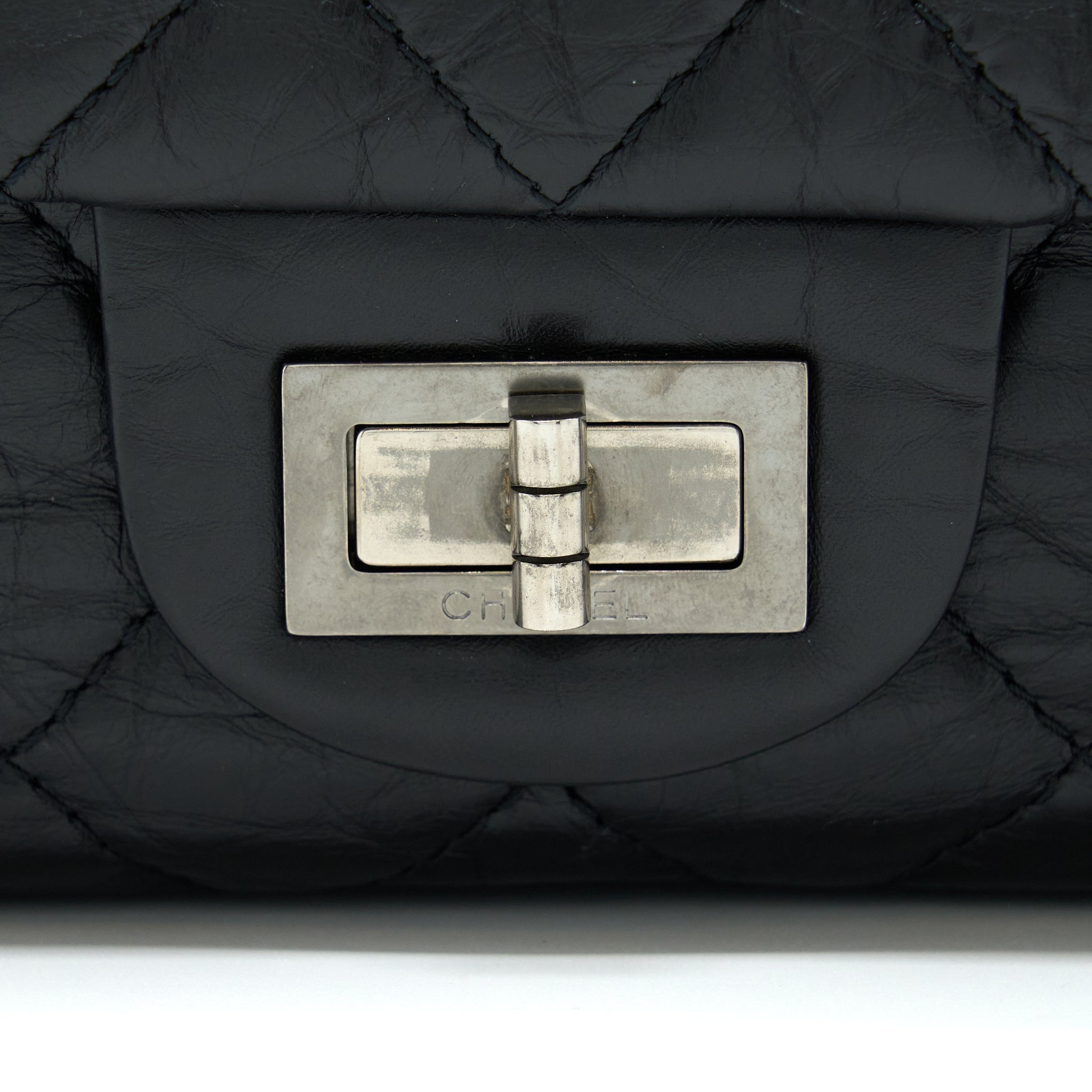 CHANEL 2.55 227 REISSUE CALFSKIN BLACK RUTHENIUM HARDWARE