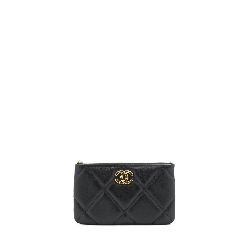 CHANEL 19 SMALL POUCH GOATSKIN BLACK GHW