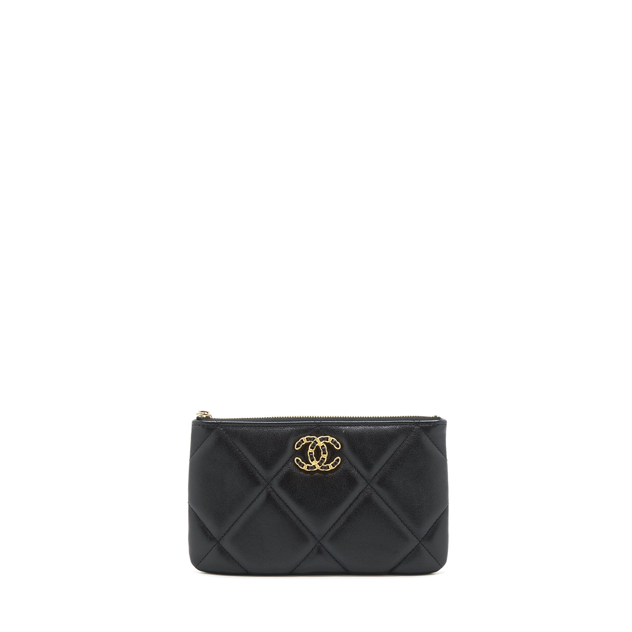 CHANEL 19 SMALL POUCH GOATSKIN BLACK GHW