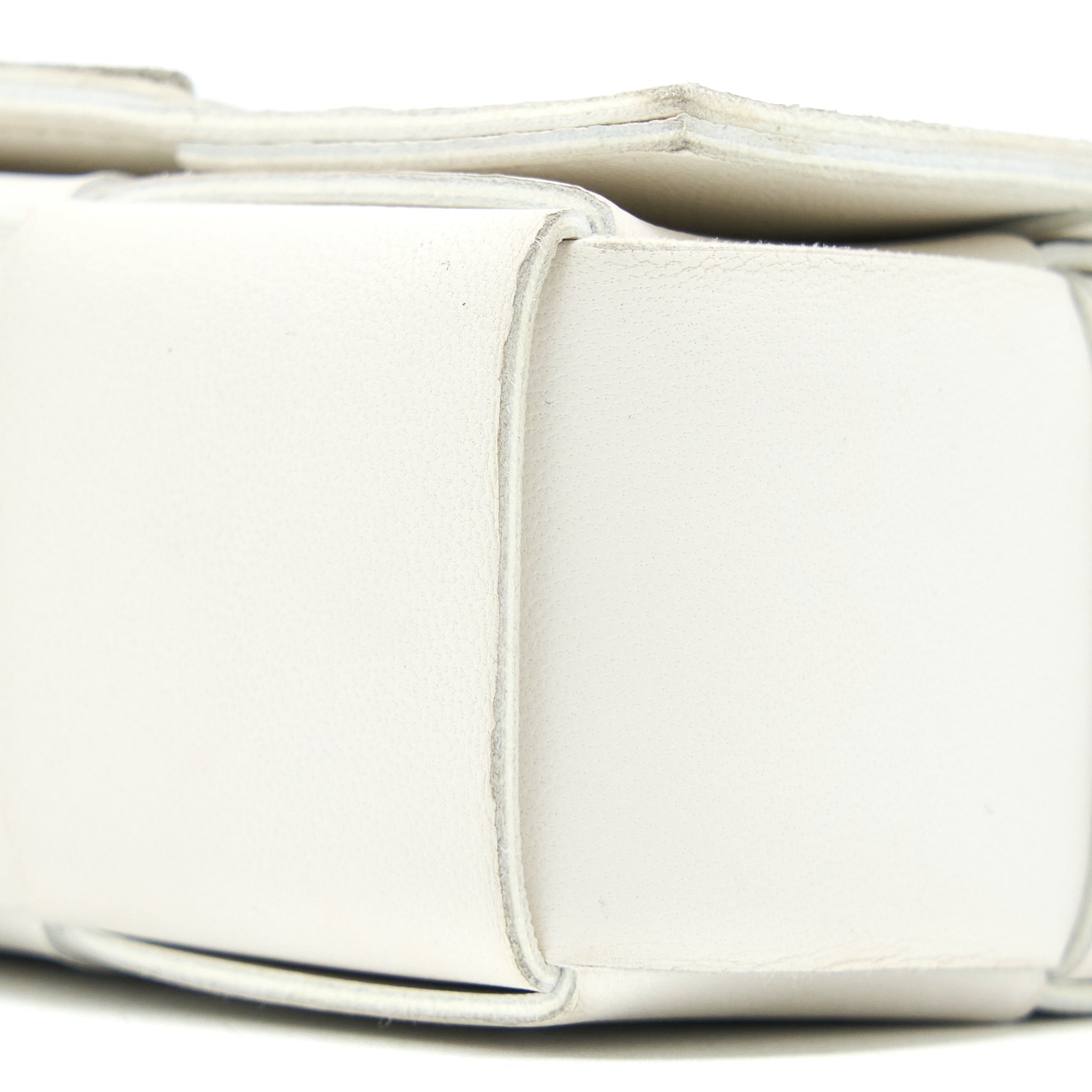 BOTTEGA VENETA MINI CASSETTE CROSSBODY BAG LAMBSKIN WHITE