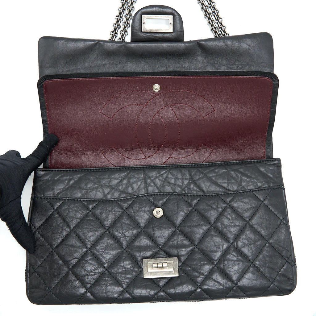 CHANEL 2.55 227 REISSUE CALFSKIN BLACK RUTHENIUM HARDWARE