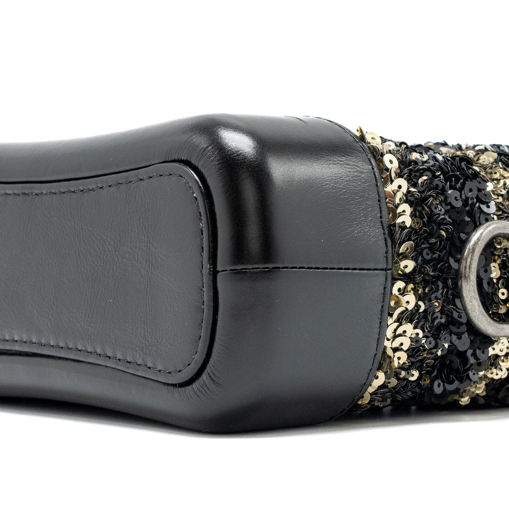 CHANEL SMALL GABRIELLE HOBO BAG LIMITED EDITION SEQUINS BLACK/GOLD MULTICOLOURED HARDWARE