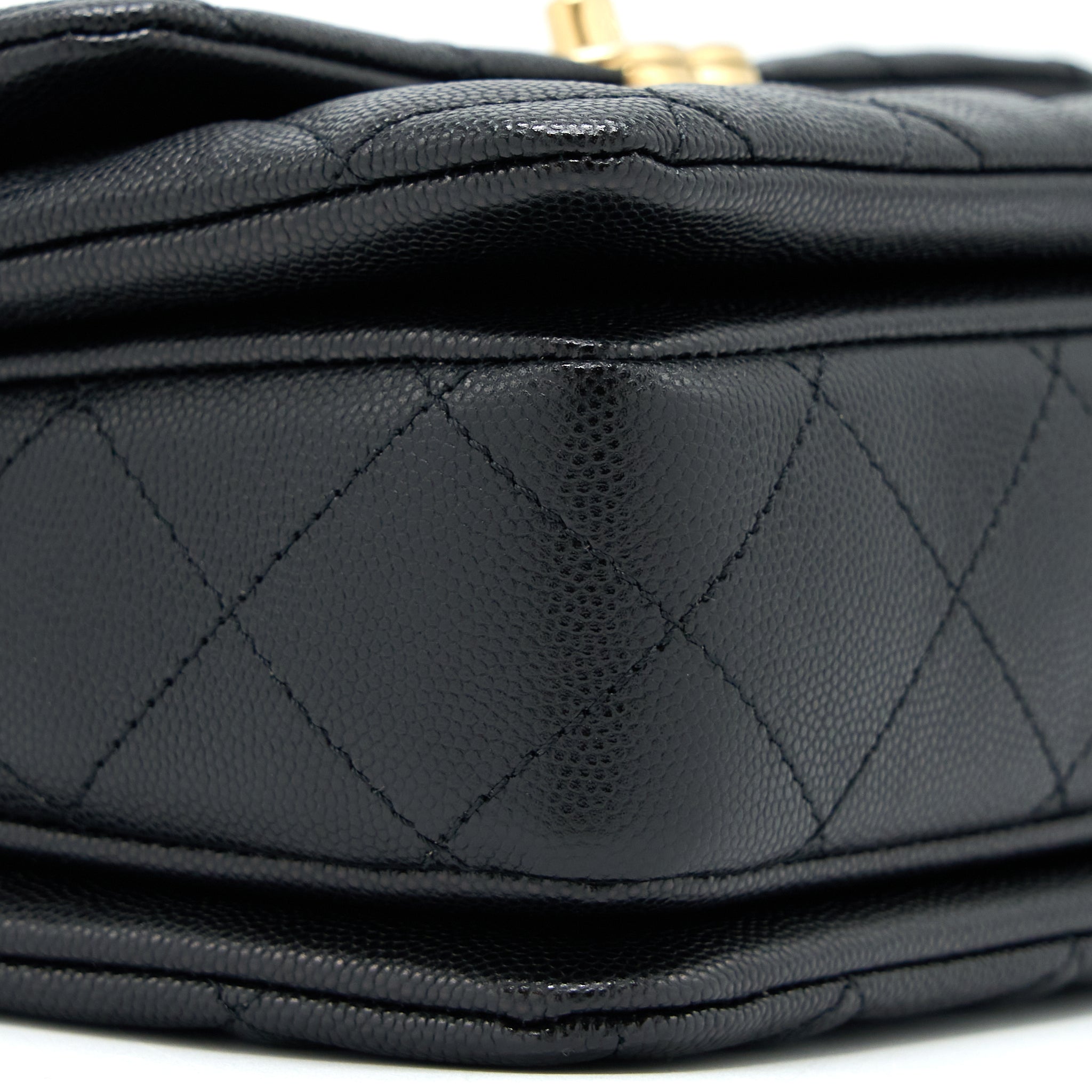 CHANEL 22K COCO FIRST FLAP BAG GRAINED CALFSKIN BLACK GHW(MICROCHIP)