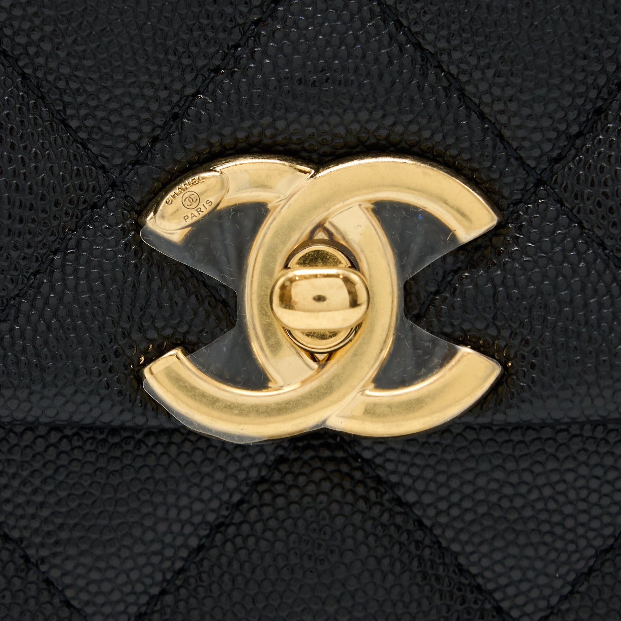 CHANEL 22K COCO FIRST FLAP BAG GRAINED CALFSKIN BLACK GHW(MICROCHIP)
