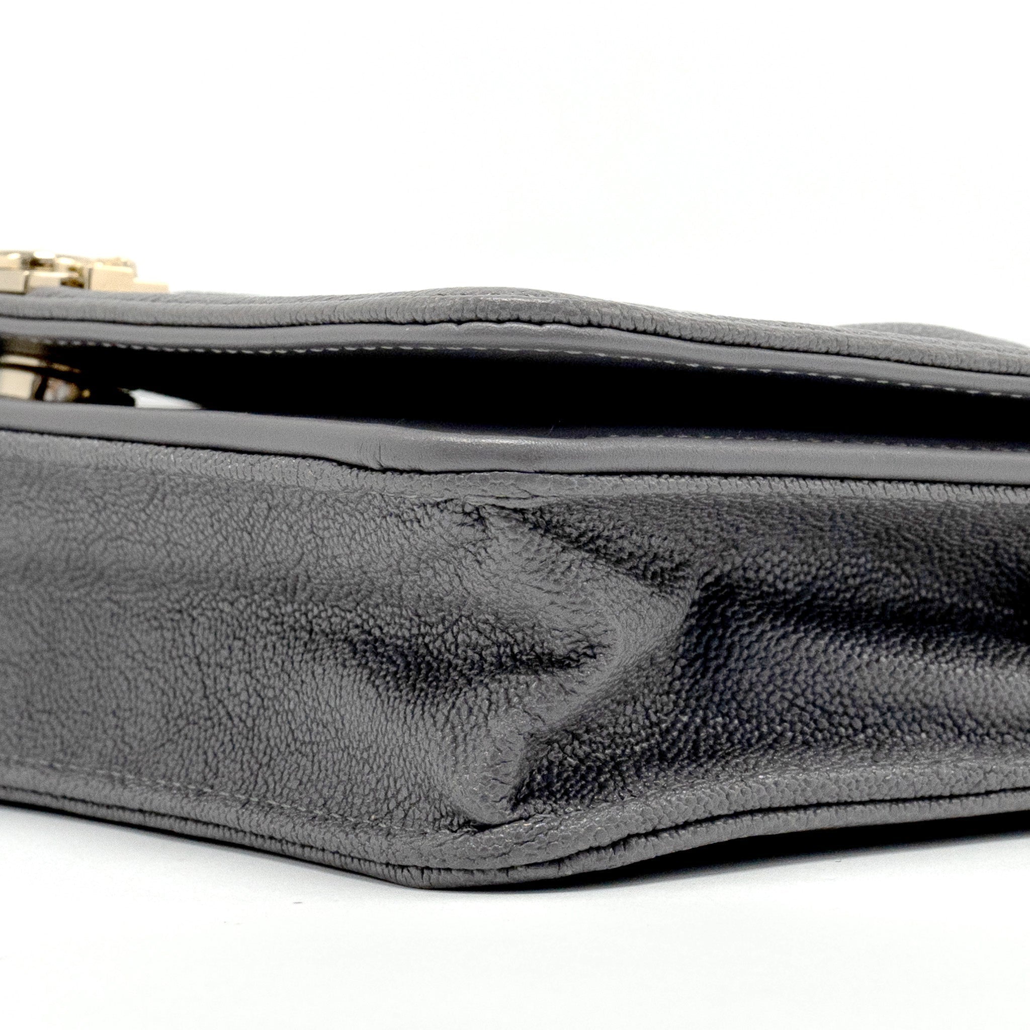 CHANEL BOY WALLET ON CHAIN CAVIAR GREY LGHW