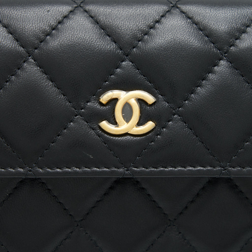 CHANEL PEARL CRUSH MINI BELT COINS PURSE/ CARD HOLDER BLACK GHW