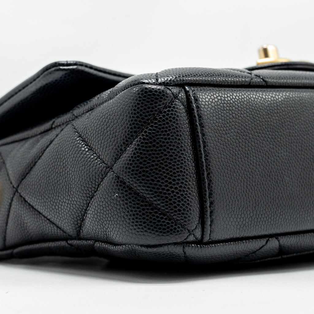 CHANEL TWIST YOUR BUTTON QUILTED FLAP BAG CAVIAR BLACK GHW (MICROCHIP)
