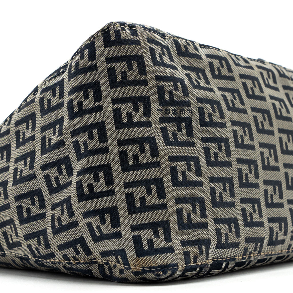 FENDI ZUCCHINO MAMA FLAP BAG FF JACQUARD CANVAS GREY SHW