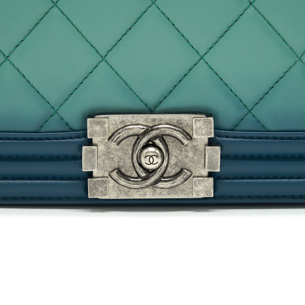 CHANEL MEDIUM LEBOY BAG GREEN RUTHENIUM HARDWARE