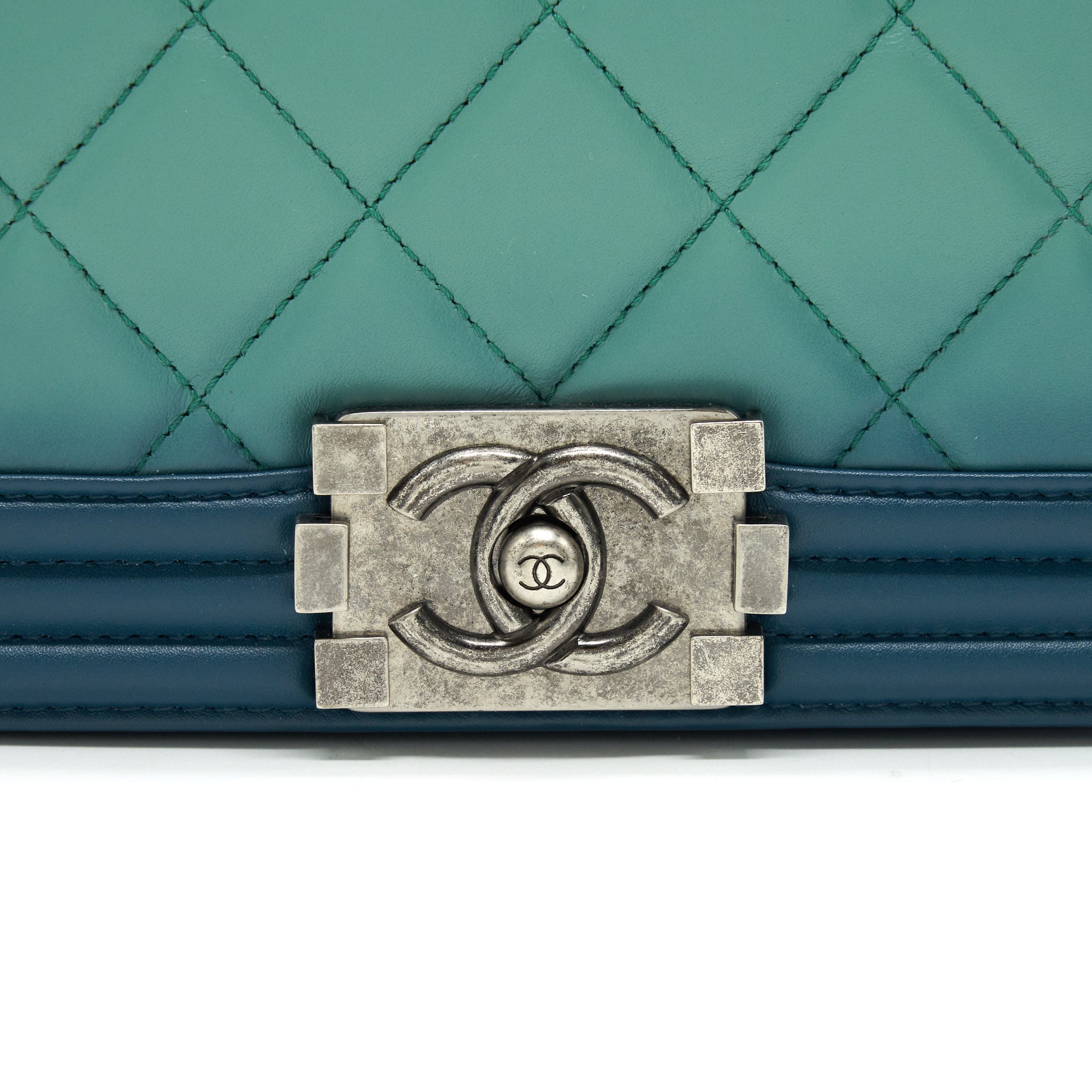 CHANEL MEDIUM LEBOY BAG GREEN RUTHENIUM HARDWARE