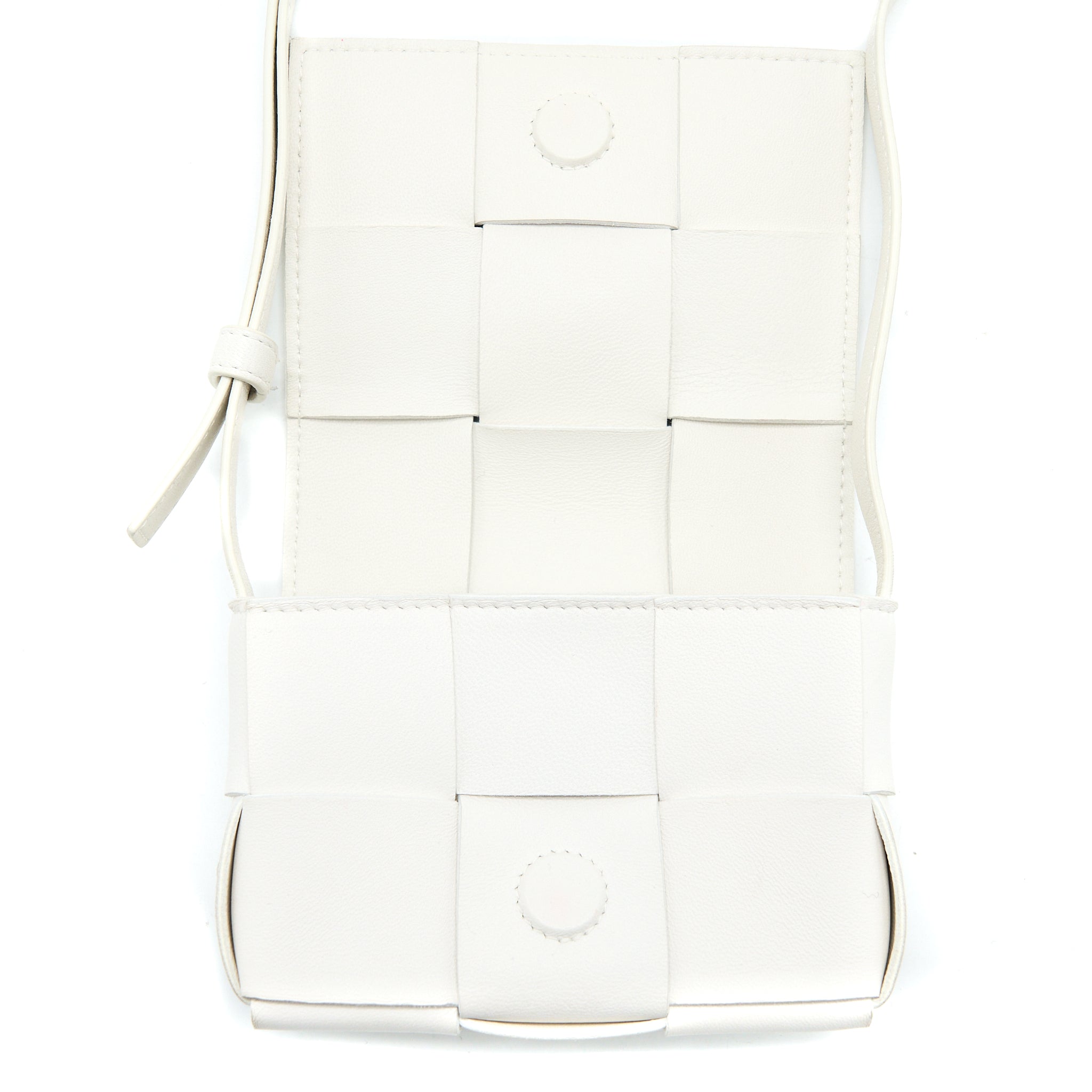 BOTTEGA VENETA MINI CASSETTE CROSSBODY BAG LAMBSKIN WHITE