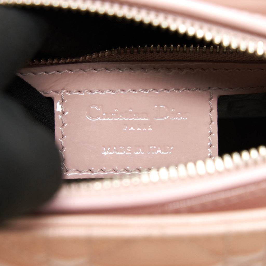 DIOR LADY DIOR MEDIUM PATENT LEATHER PINK WITH SHW