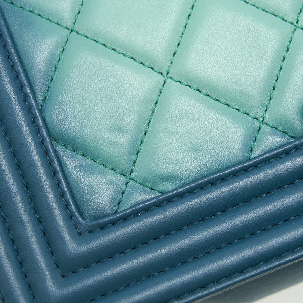 CHANEL MEDIUM LEBOY BAG GREEN RUTHENIUM HARDWARE