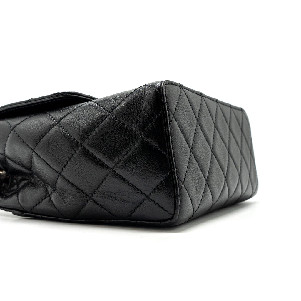 CHANEL 22K RETRO NEW SQUARE LARGE FLAP BAG GOATSKIN BLACK GHW (MICROCHIP)