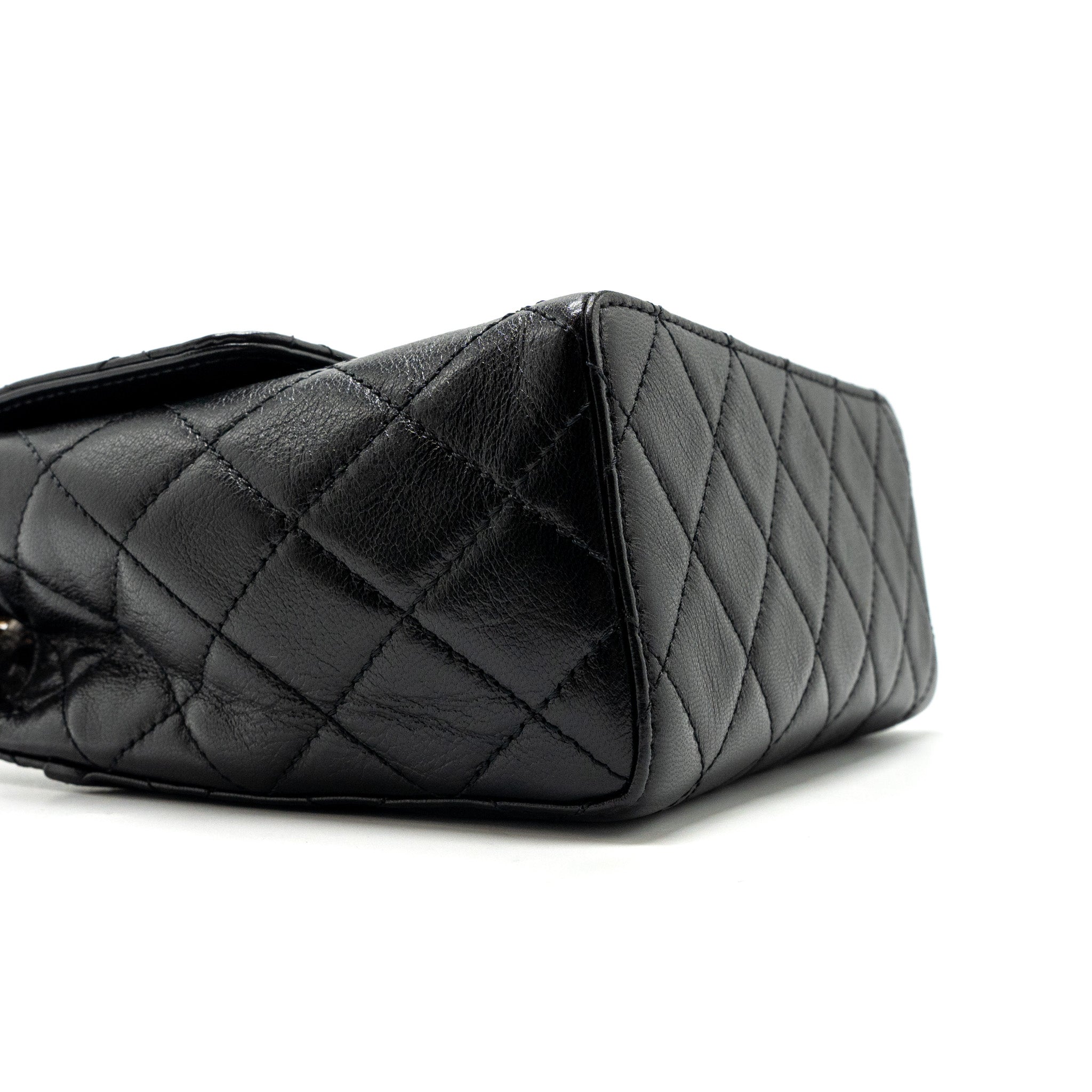 CHANEL 22K RETRO NEW SQUARE LARGE FLAP BAG GOATSKIN BLACK GHW (MICROCHIP)