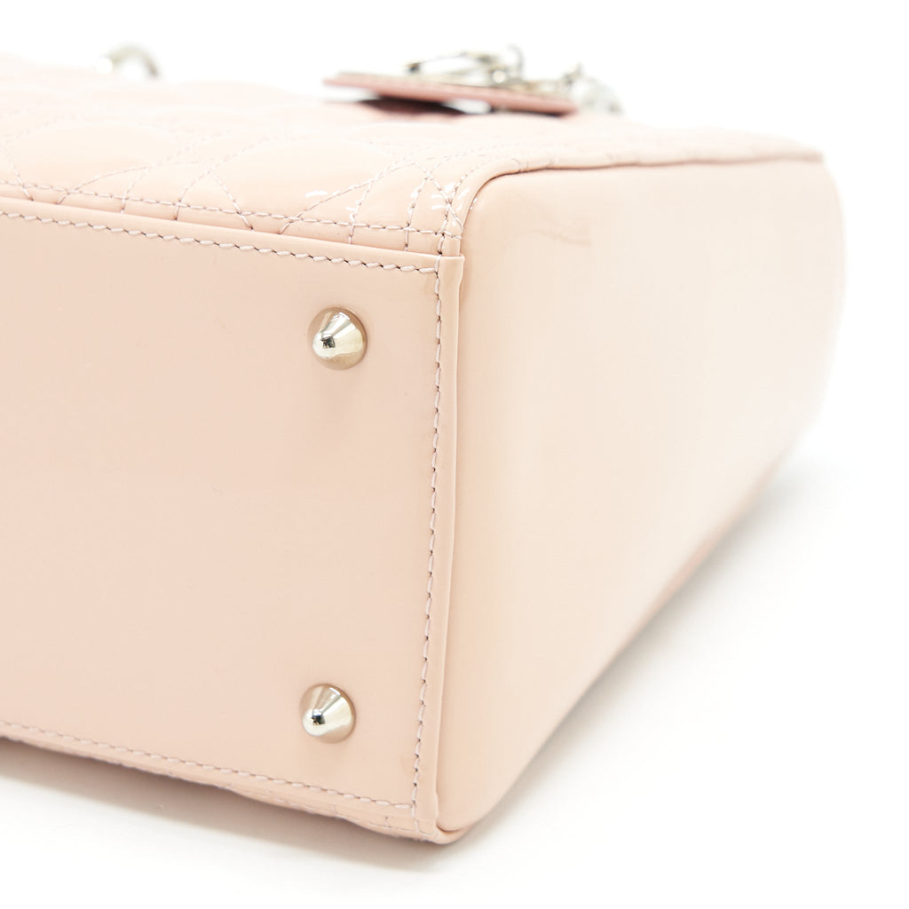 DIOR LADY DIOR MEDIUM PATENT LEATHER PINK WITH SHW