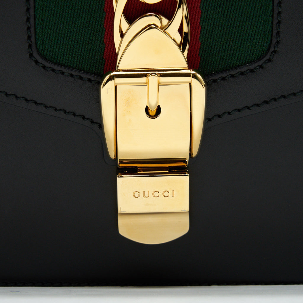 GUCCI SMALL SYLVIE SHOULDER BAG BLACK