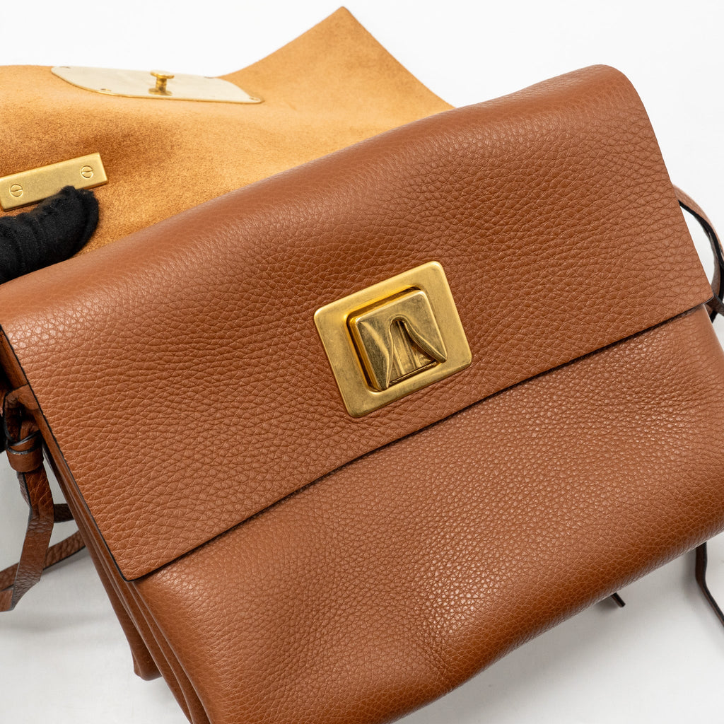 VALENTINO VRING SMALL SHOULDER BAG CALFSKIN BROWN GHW