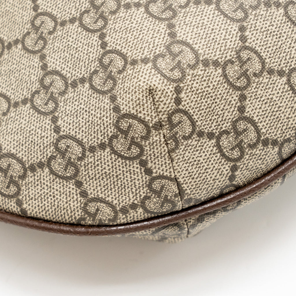 GUCCI SMALL OPHIDIA HALF MOON CROSSBODY HOBO BAG GG SUPREME CANVAS GHW