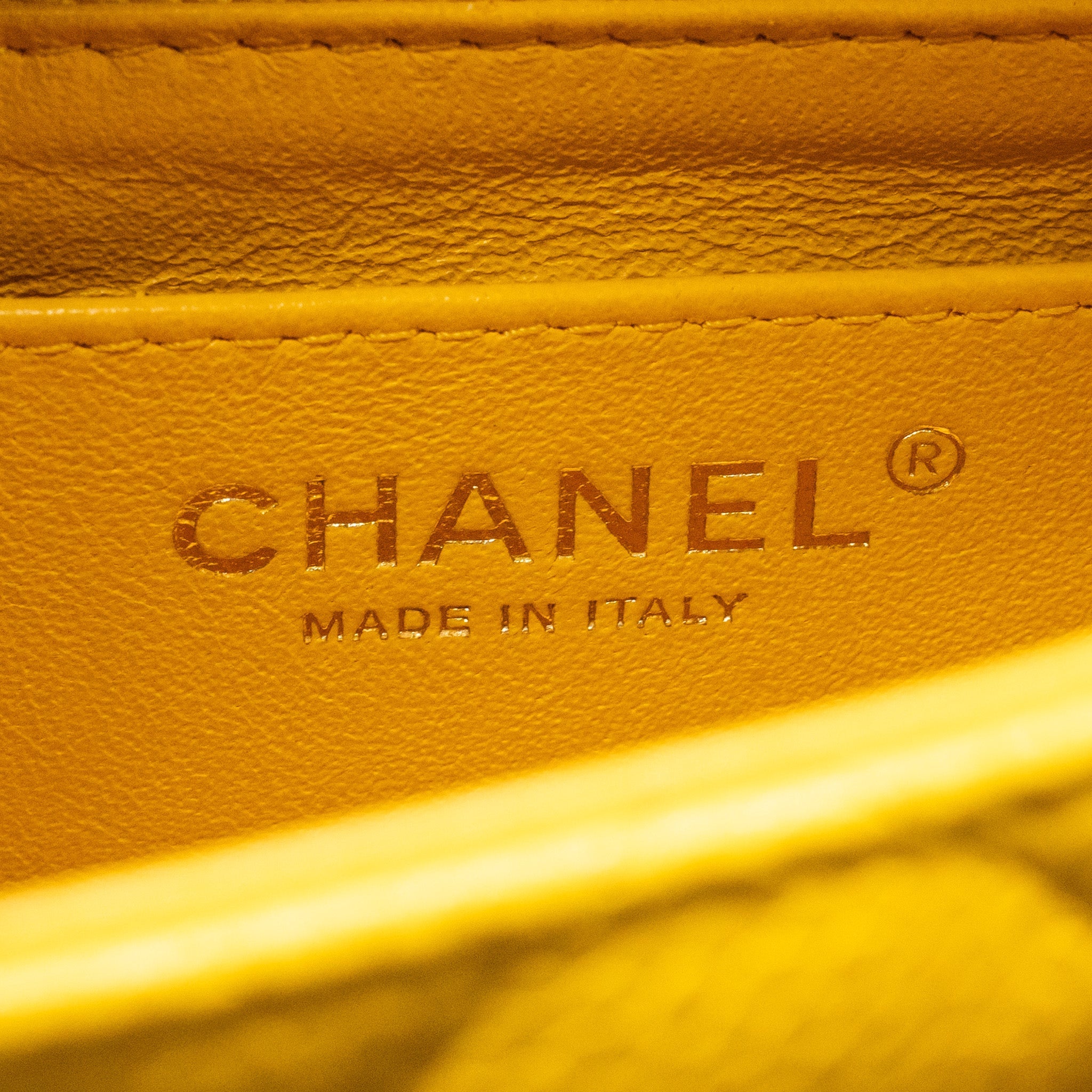 CHANEL CLASSIC MINI SQUARE FLAP BAG CAVIAR YELLOW LGHW