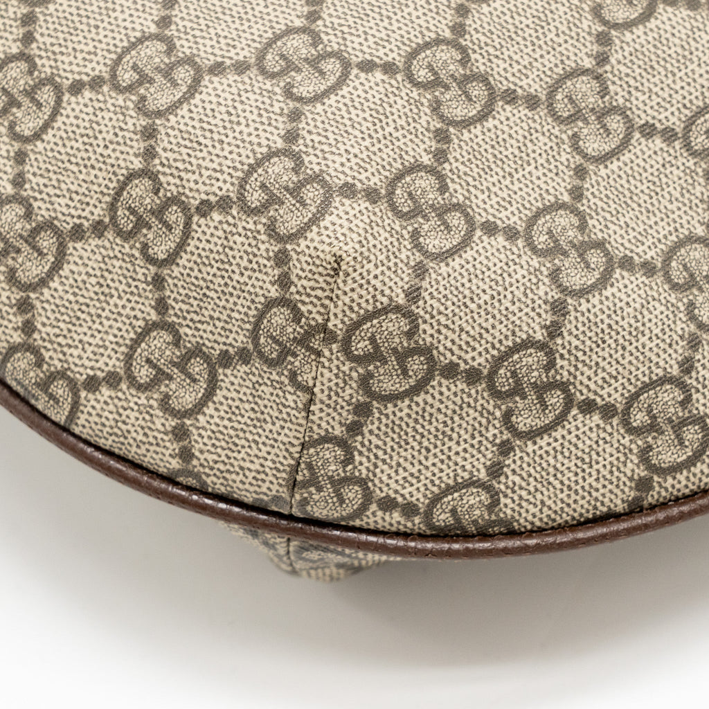 GUCCI SMALL OPHIDIA HALF MOON CROSSBODY HOBO BAG GG SUPREME CANVAS GHW