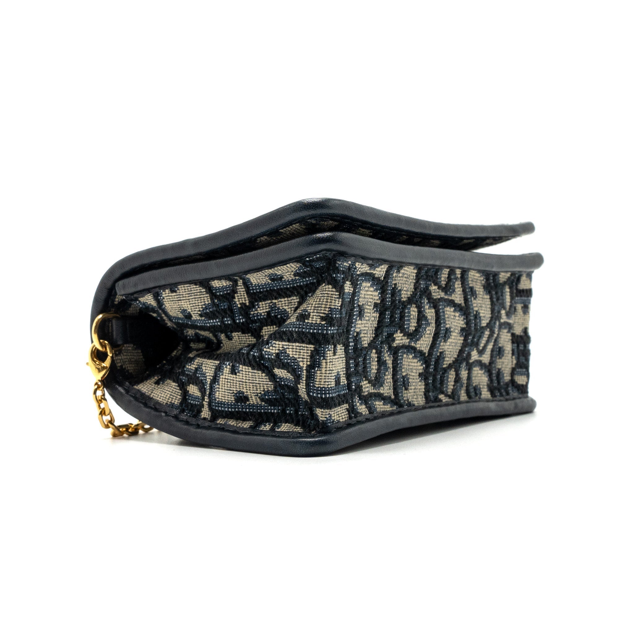 DIOR 30 MONTAIGNE POUCH WITH CHAIN CANVAS BLUE OBLIQUE GHW