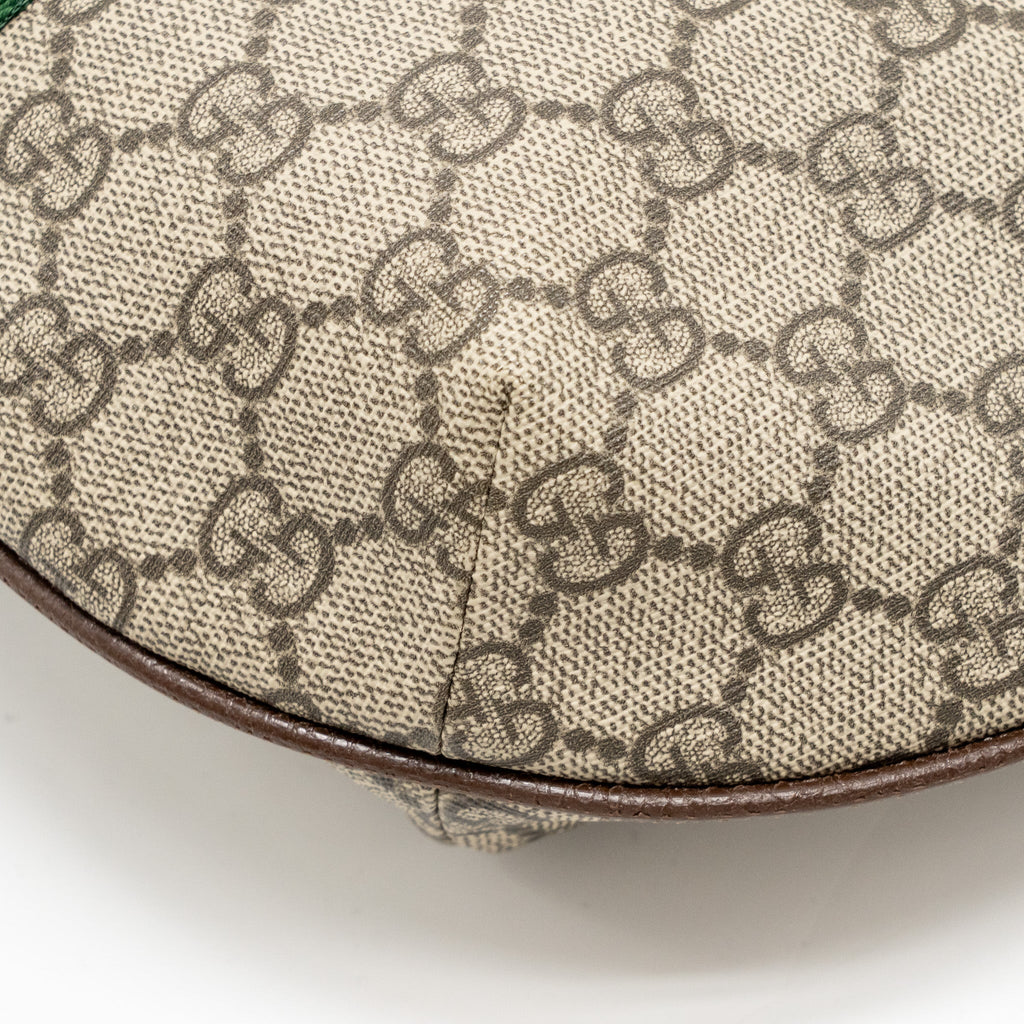 GUCCI SMALL OPHIDIA HALF MOON CROSSBODY HOBO BAG GG SUPREME CANVAS GHW